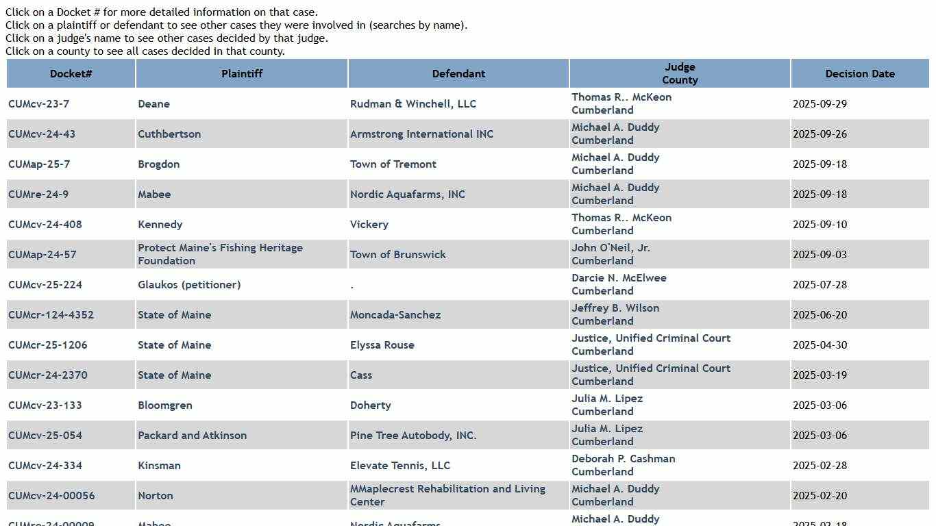 Superior Court Database